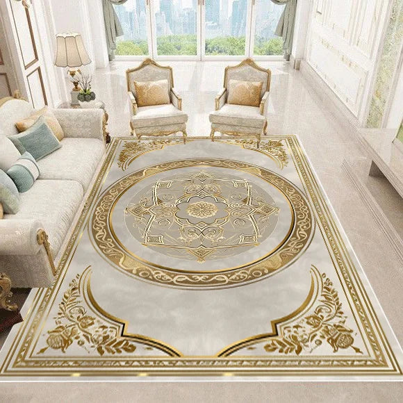 NEW Arrivals 12 Patterns Luxury European Style Carpets Living Room Sofa Side Rugs Home Decoration Soft Golden Carpet Bedroom Cloakroom  Floor Mat
