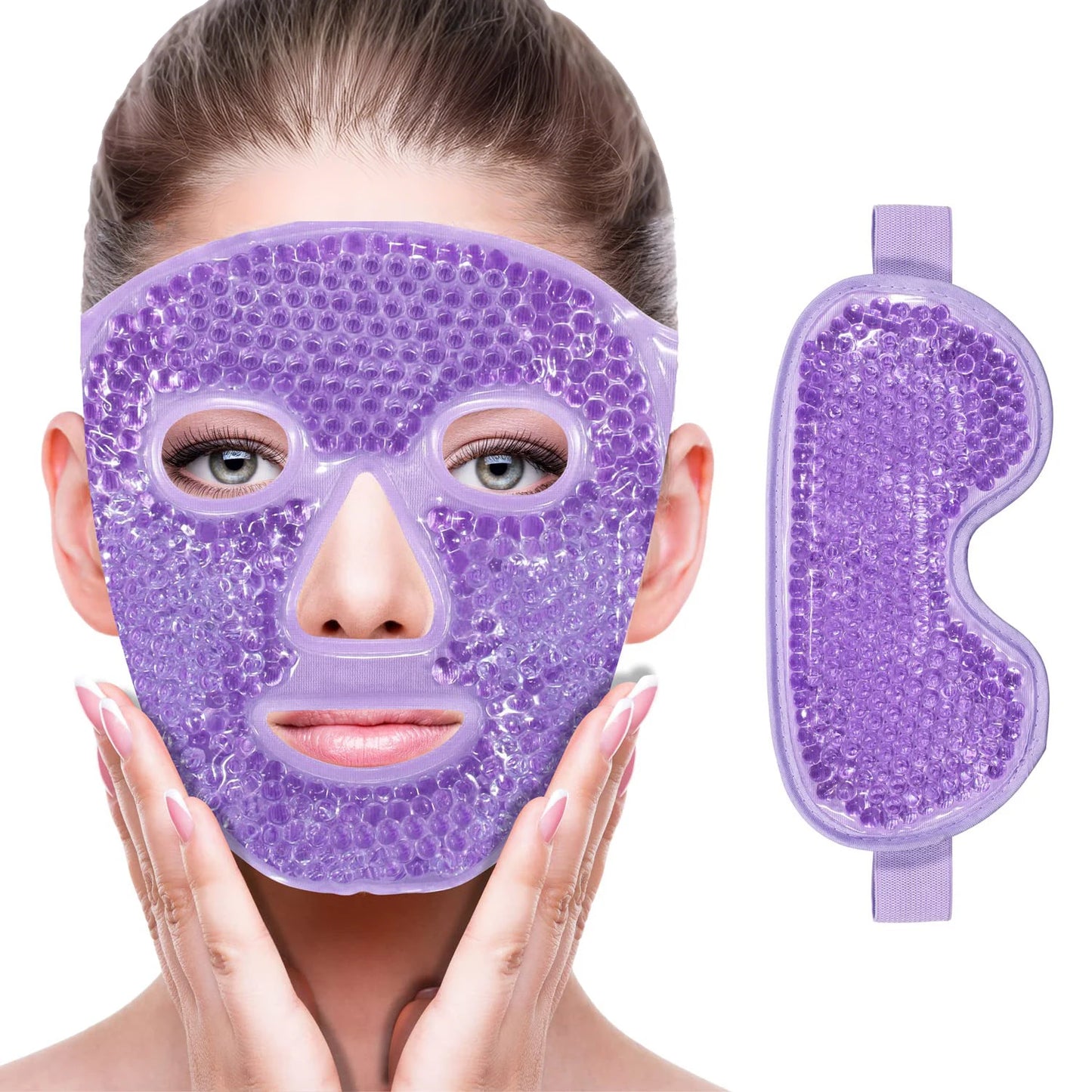 NEW Arrivals 2PCS Set 3 Colors Cooling Ice Face and Eye Mask for Reducing Puffiness, Bags Under Eyes, Sinus, Redness, Pain Relief, Dark Circles, Migraine, Hot/Cold Pack Ladies Beauty Salon Spa Supplies