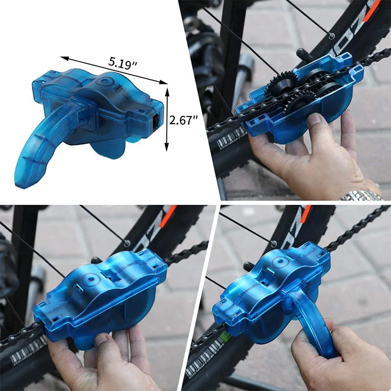 NEW Arrivals 4PCS Set Portable Bicycle Chain Cleaner Bike Brushes Scrubber Wash Tool Mountain Cycling Cleaning Kit Outdoor Accessory