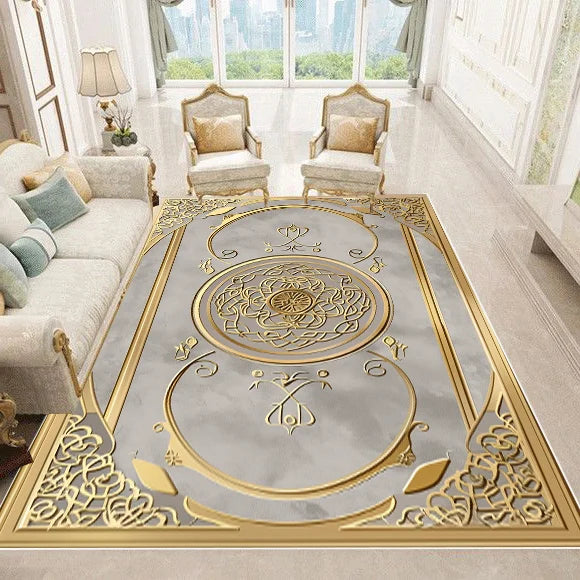 NEW Arrivals 12 Patterns Luxury European Style Carpets Living Room Sofa Side Rugs Home Decoration Soft Golden Carpet Bedroom Cloakroom  Floor Mat
