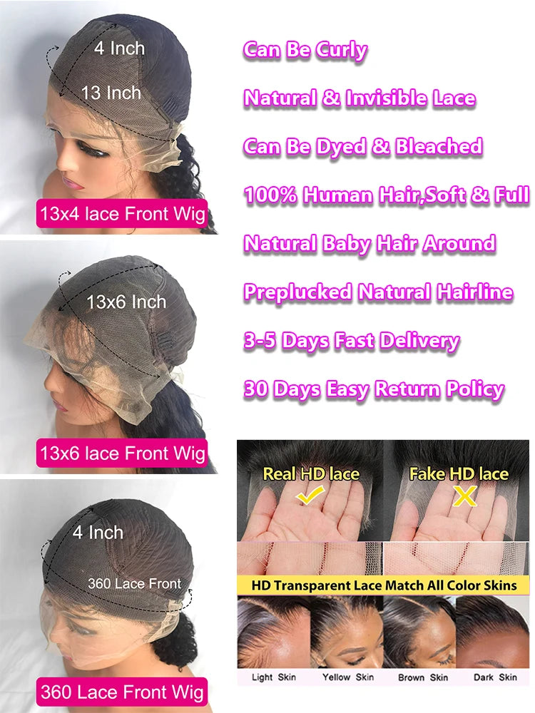 NEW Arrivals From Brazil 22-34Inches 200 Density 13x6 HD Transparent Human Hair Lace Frontal Wig 13x4 HD Bone Straight Lace Front Wig 4x4 360 Pre Plucked Lace Wigs Women Hair Care Accessories