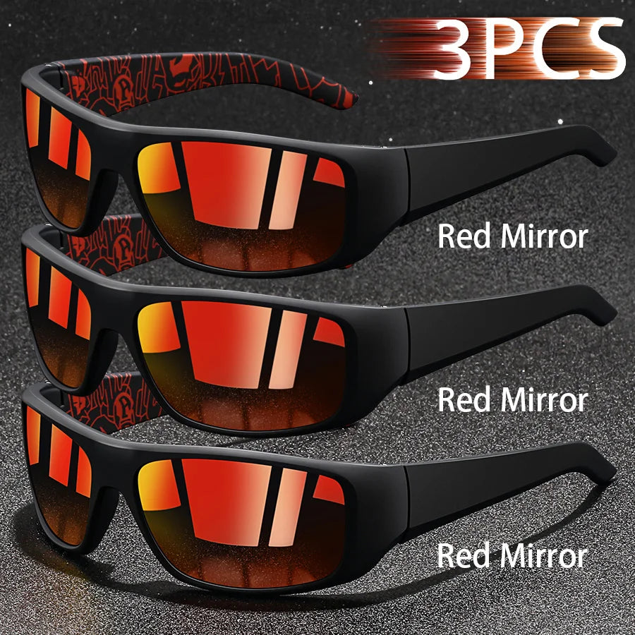 NEW Arrivals 3PCS Set Fashion Vintage Fishing Cycling Sports Sunglasses Men Women Running Mountaineering Sport Man Sun Glasses UV400 Eyewear