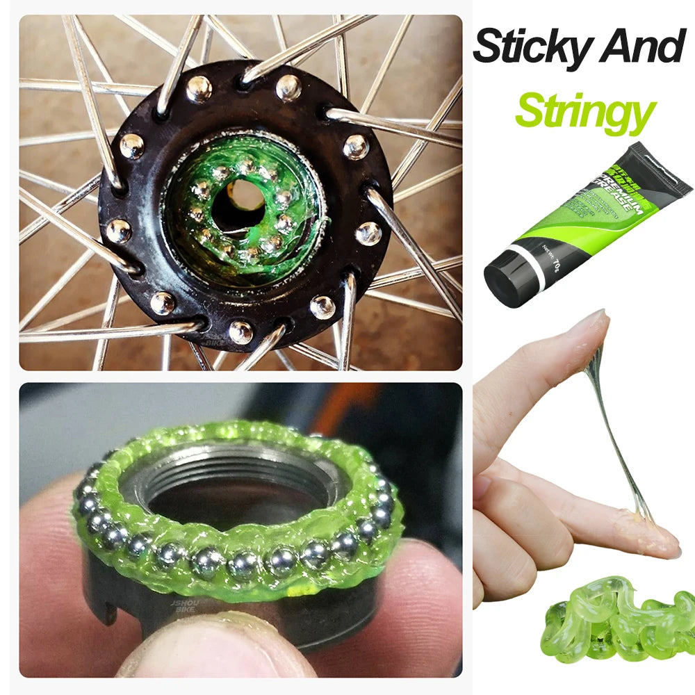 NEW 5PCS + 2 Tools Set Bicycle Grease Green Applesauce Bearing Grease Motor Oil Lubricant Optional Grease Gun, Bicycle Maintenance Accessories Sports Supplies