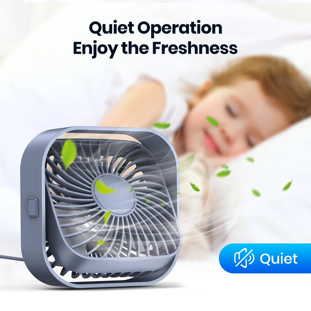 TOPK Small Personal USB Desk Fan,3 Speeds Portable Desktop Table Cooling Fan Powered by USB,Strong Wind,Quiet,for Home Office