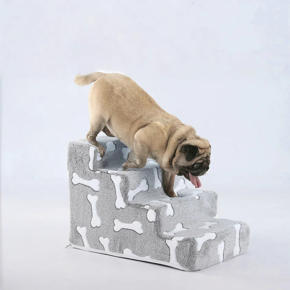 NEW 3/4 Steps Ladder Dogs Pets Bone Shape Puppy Stairs Beside The Sofa Bed Ramp for Dogs Protecting Pet Joint Safety Stairs for Elderly Dogs Pets Furniture Supplies