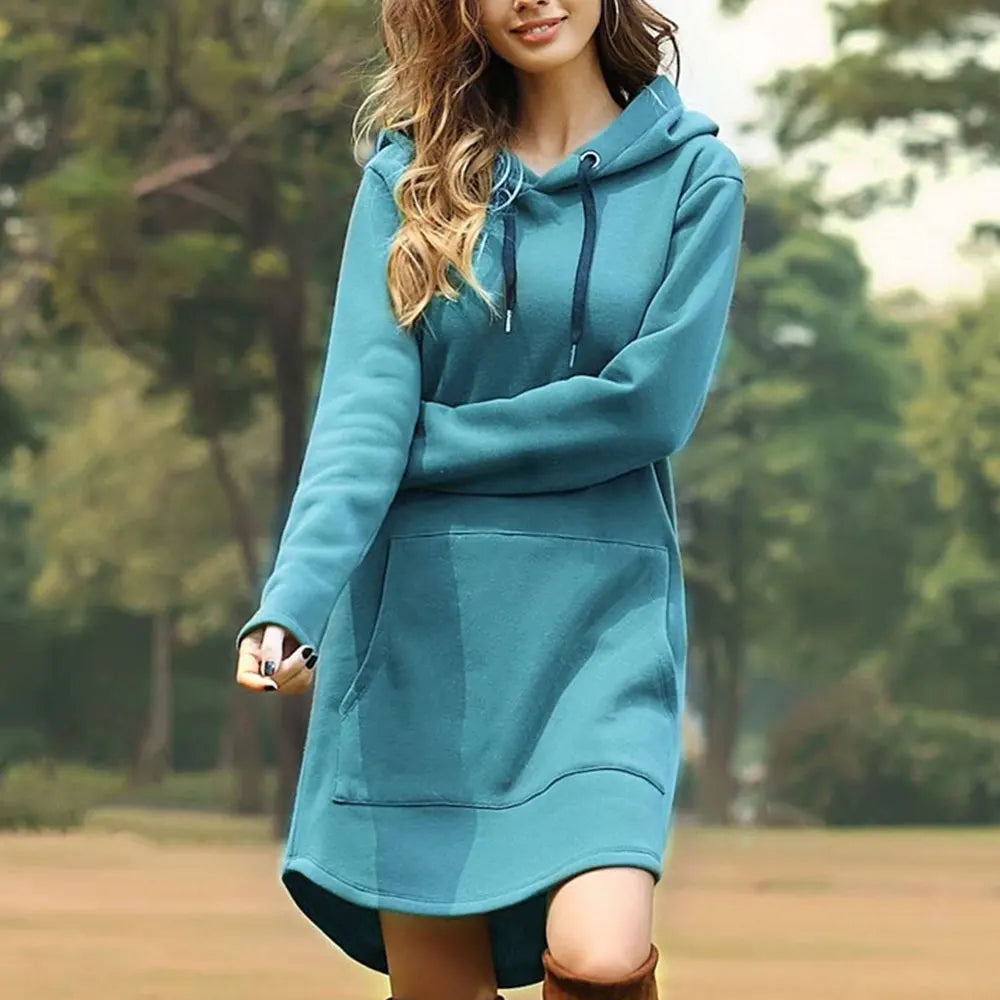 Jolee Jolee Casual Loose Solid Women Hoodies Long Style Sweatshirt Casual Pocket Oversized Hoodie Hoody Dress Pullover