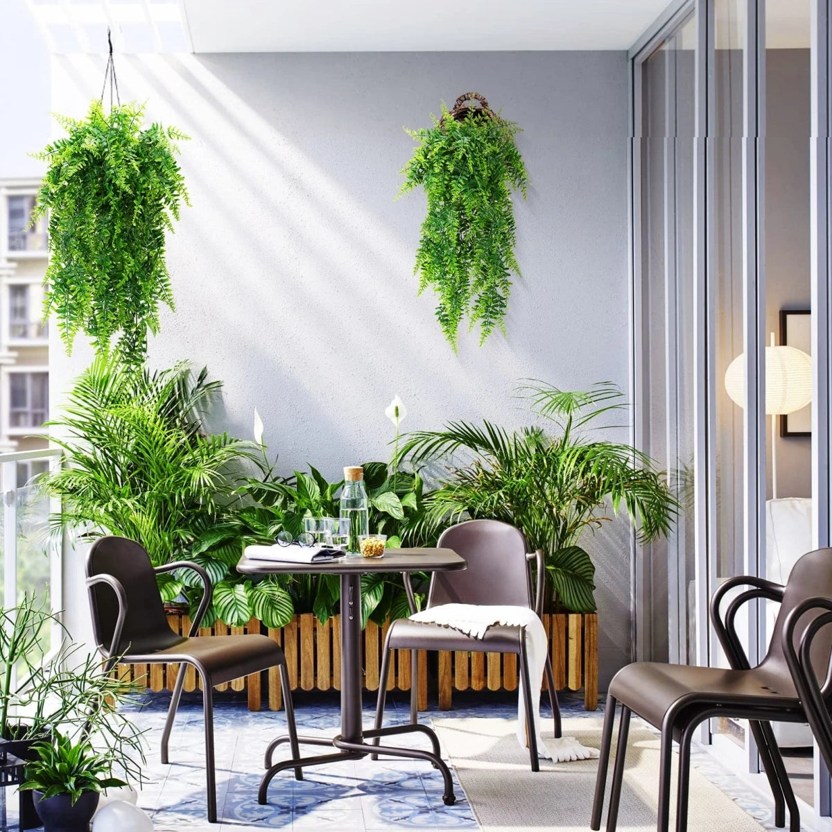 3pcs Persian Fern Leaves Home Garden Room Decor Hanging Artificial Plant Plastic Vine Grass Wedding Party Wall Home Decoration