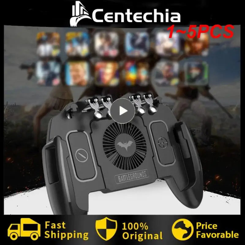 1~5PCS Mobile Joystick Controller Turnover Button Gamepad for PUBG iOS Android Six 6 Finger Operating Gamepad With Cooling Fan
