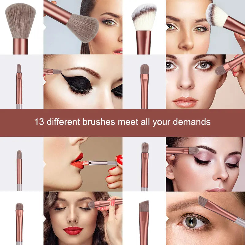 13Pcs Soft Fluffy Make-Up Brushes Set for Women Girls Cosmetics Foundation Supplies Blush Powder Eyeshadow Kabuki Blending with Make-Up Sponge Egg Female Ladies Luxury Cosmetics Accessories Tools Products