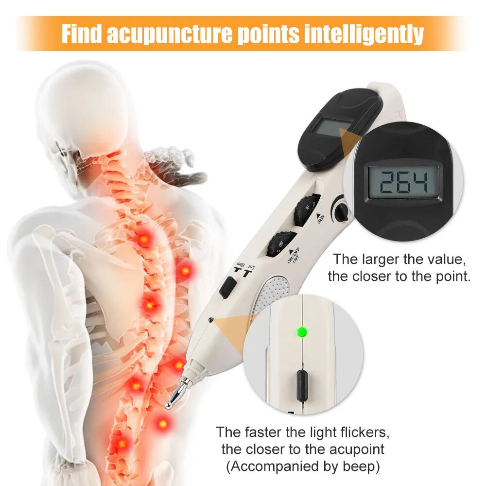 USB Rechargeable Acupuncture Pen Electric Acupuncture TENS Massage Pen Massage Device Body Massager Muscle Stimulator Therapy