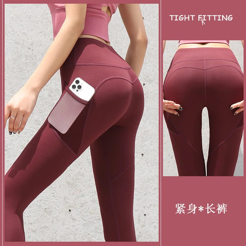 NEW Arrivals 8 Colors Yoga Pants With Pocket Women Leggings For Fitness Nylon High Waist Long Pants Women Hip Push UP Tights Women Gym Clothing