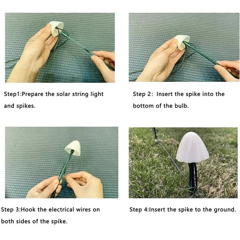 6,5M 30 LED Solar Lights String Mushroom Lawn Fairy Lights LED Solar Lamps Outdoor For Garden Patio Terrace Path Landscape Decoration Lamps