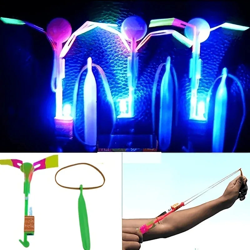 NEW Arrivals 10PCS Set Led Light Rockets - Bright Flying Toys with Slingshot Launchers, Party Favors for Birthdays, Halloween, Christmas Birthday Adults/Kids Gifts and Toys