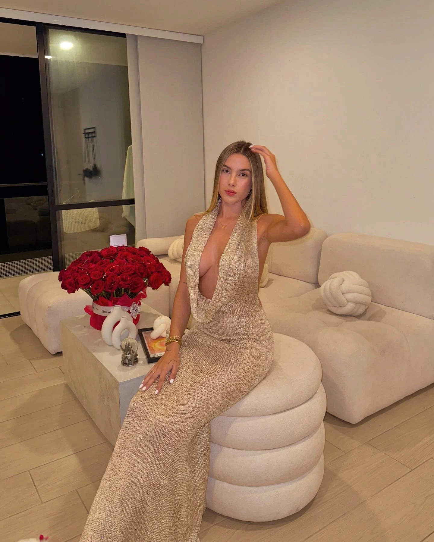 NEW Women's Sexy Stacked V Neck Sleeveless Backless Lace-Up Knit Beach Maxi Dress Summer Evening Party Beach Bar Outfit Night Clubwear K242