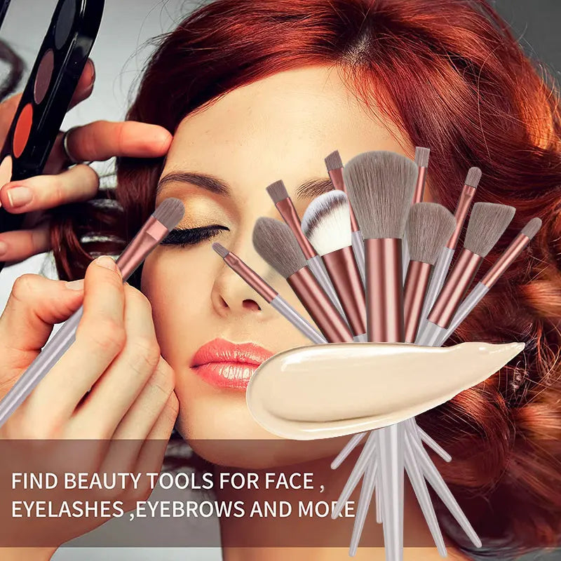13Pcs Soft Fluffy Make-Up Brushes Set for Women Girls Cosmetics Foundation Supplies Blush Powder Eyeshadow Kabuki Blending with Make-Up Sponge Egg Female Ladies Luxury Cosmetics Accessories Tools Products