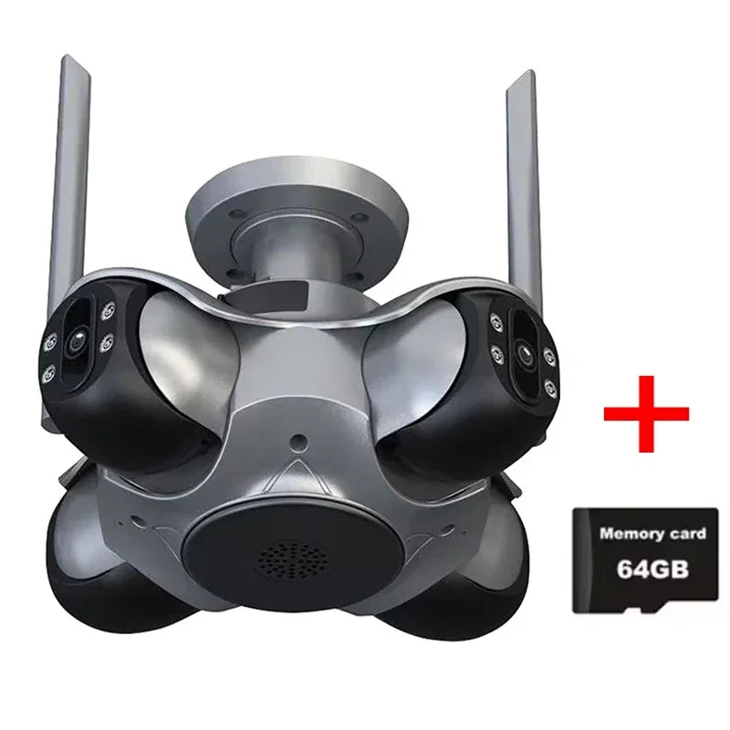 NEW 20MP Surveillance Camera 10K With Four Screens Four Pan Tilt zoom, 360° Panoramic View Home Outdoor Office Factory Wireless Wi-Fi 128GB Network Camera Home Security Supplies