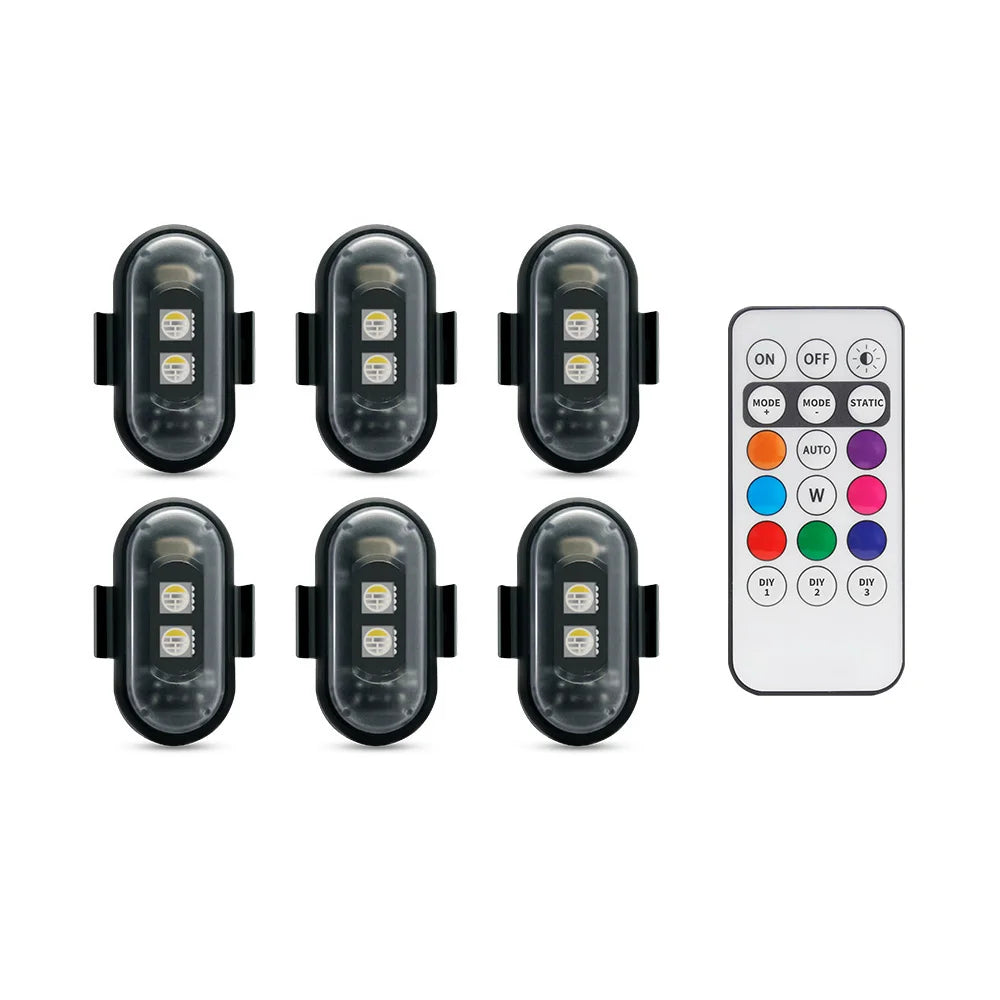 NEW Arrivals 2/4/8PCS Set Bicycle Motorcycle Helmet Strobe Light, APP Controlled RGB LED, Universal for Bicycle Scooter/Car/Helmets/Drone, IP67 5V Adhesive Lights Set Sports Supplies