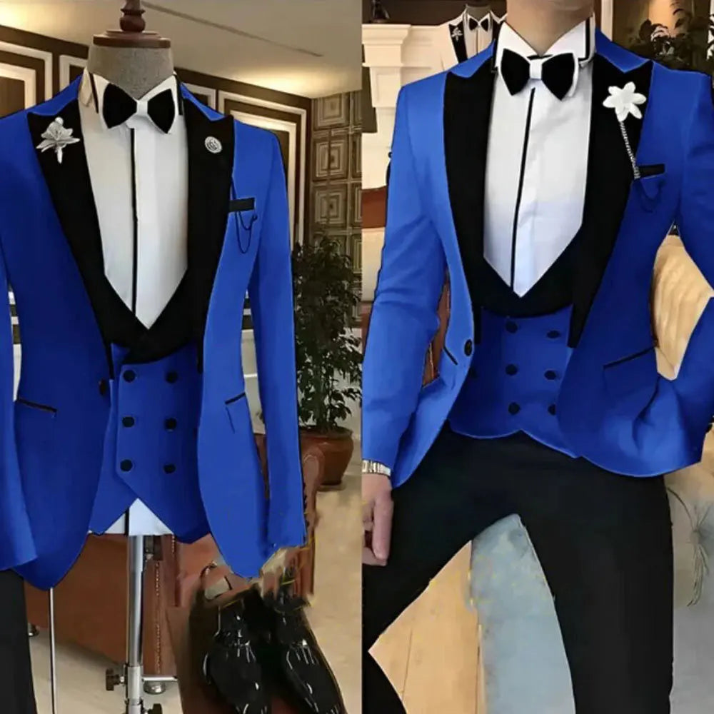 Low-Price Sales are Limited NEW 3PCS Set S-6XL PLUS SIZE 7 Colors Business Blazer Wedding Costume Men's Suit Groom Best Man Wedding Banquet Suit Men Luxury Fashion Clothing Supplies