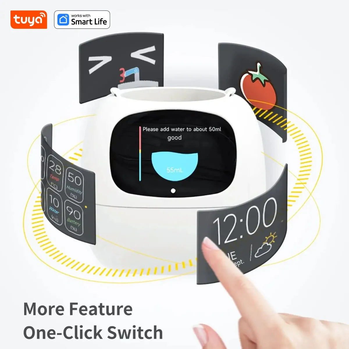 TUYA APP Ivy Smart Planter ,Endless Fun Over 49 Rich Expressions,7 Smart Sensors , AI Chips Make Raising Plants Easy and Fun Home Gardening Supplies