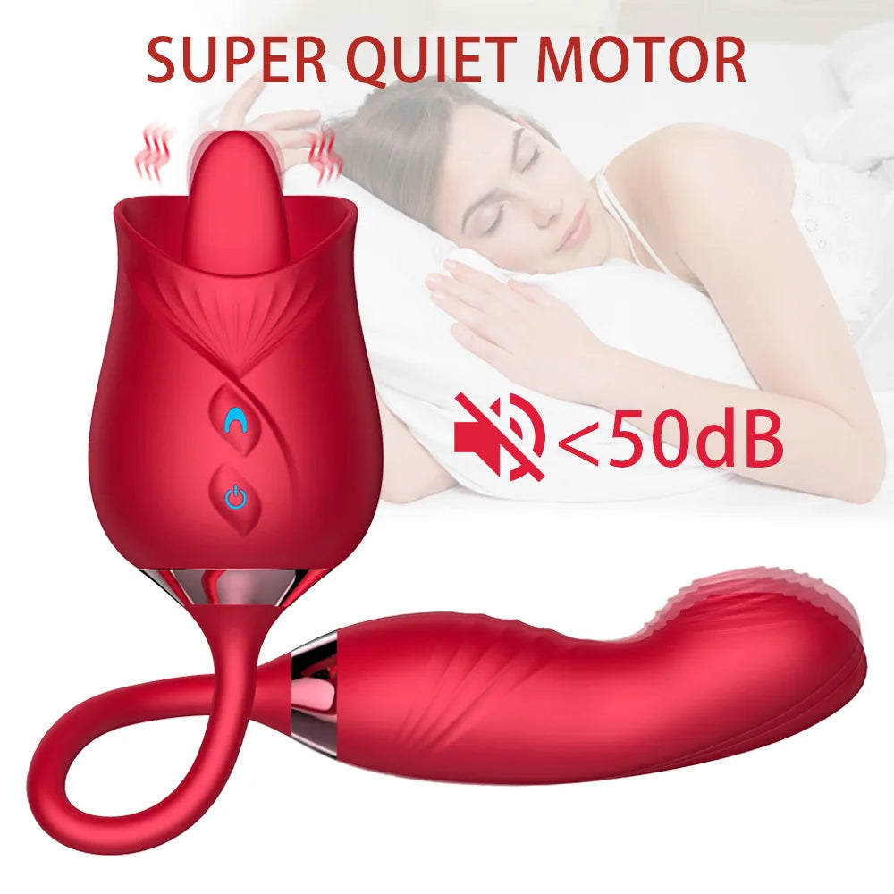 Rose Tongue Licking Vibrator Female G Spot Nipple Stimulation Adult Toys Vibrating Silicone Clitoral Vibrator Sex Toys for Women