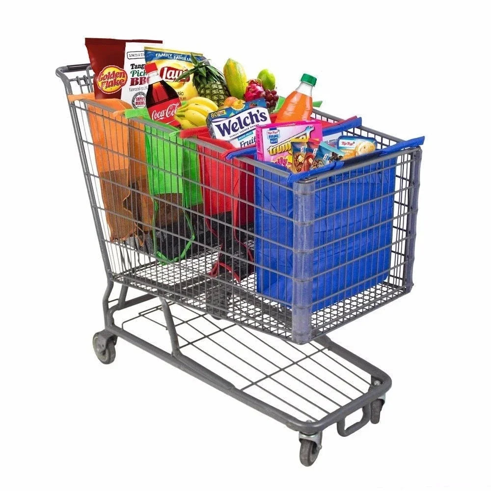 4Pcs/set Thermal Foldable Cart Trolley Supermarket Shopping Storage Bags Reusable Eco-Friendly Grocery Shop Handbag Nonwovens Tote Bag