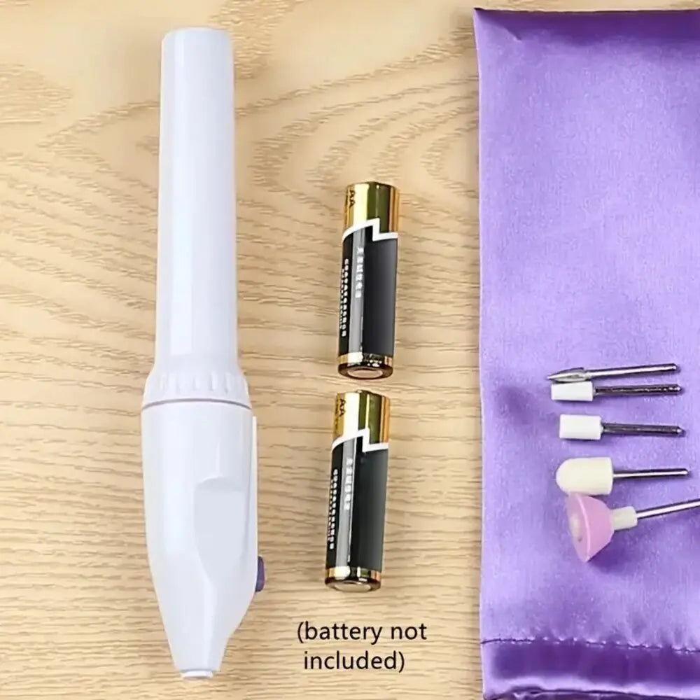 5in1 Electric Nail File Set Portable For Acrylic Nails Fake Nail Tips Cuticle Trimmer Nipper Cutter Cuticle Pusher Manicure Tool
