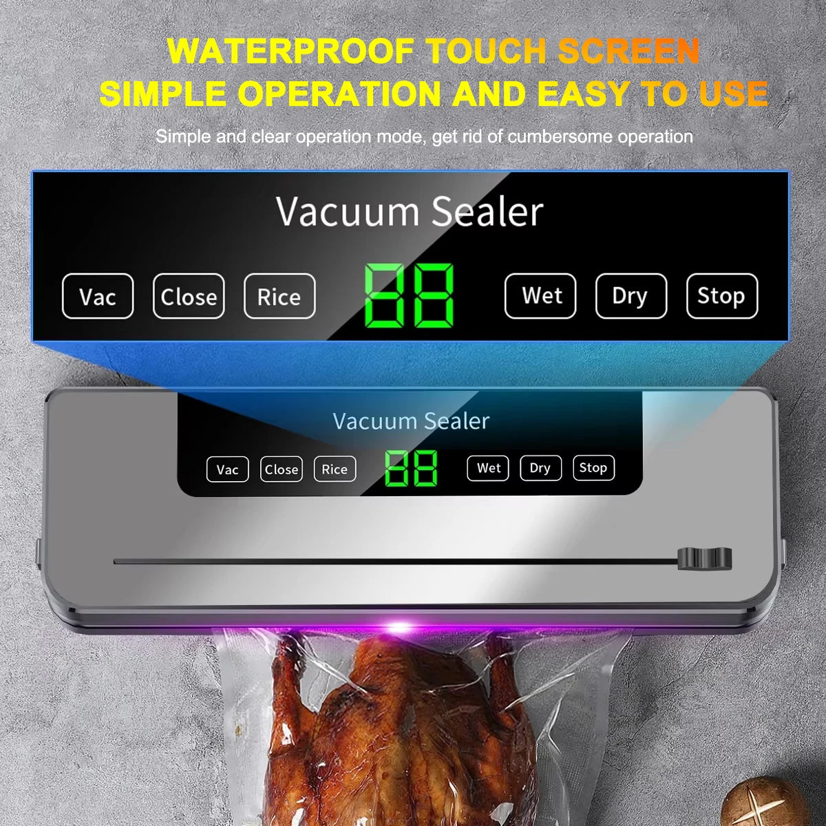 NEW Arrivals Electronic Vacuum Sealer Machine Food + 100PCS Bags Set Wet Dry with Kitchen Storage Sealing Machine Built-In Cutter Food Vacuum Packaging Machine