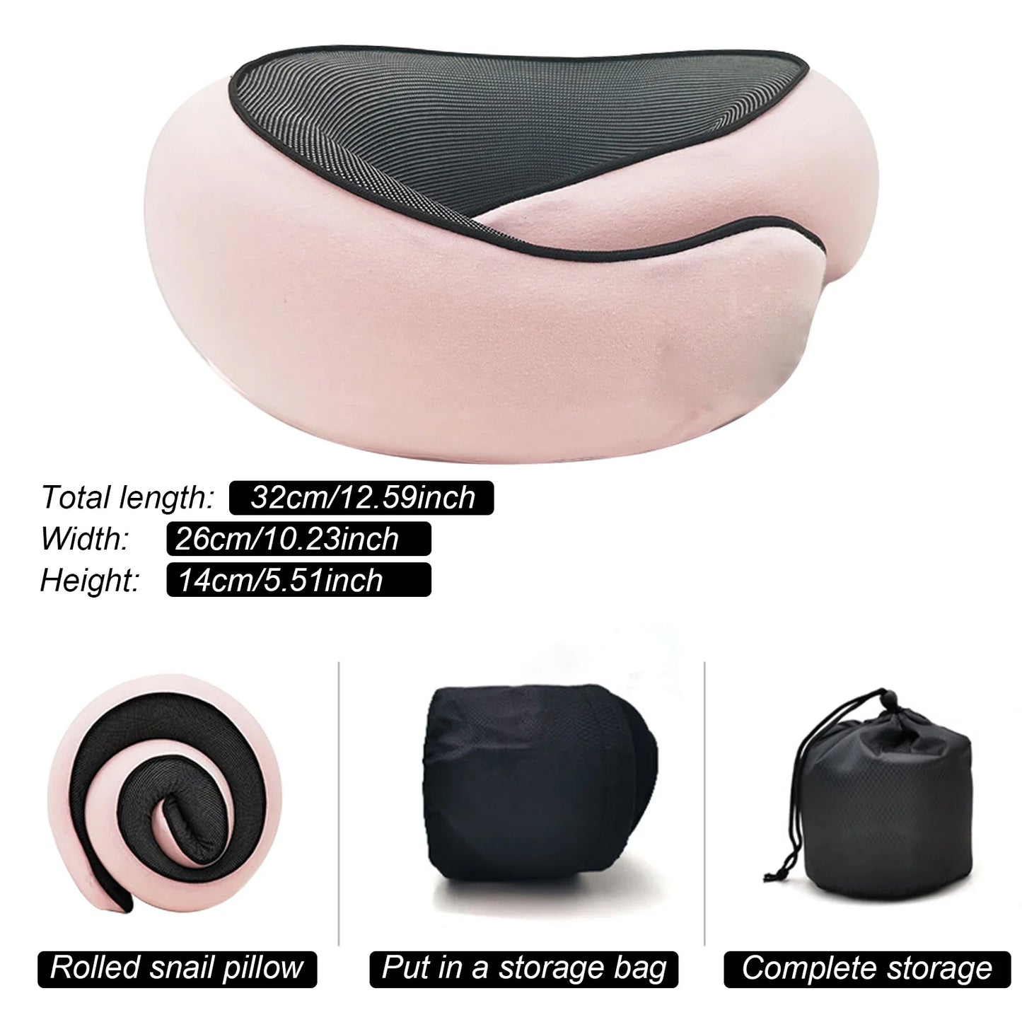 NEW Arrivals 4 Colors U-Shaped Travel Car Airplane Neck Pillow Memory Foam Pillow Snail Style Neck Support Portable Adjustable Soft Noon Break Sleep Pillows Health Care Supplies