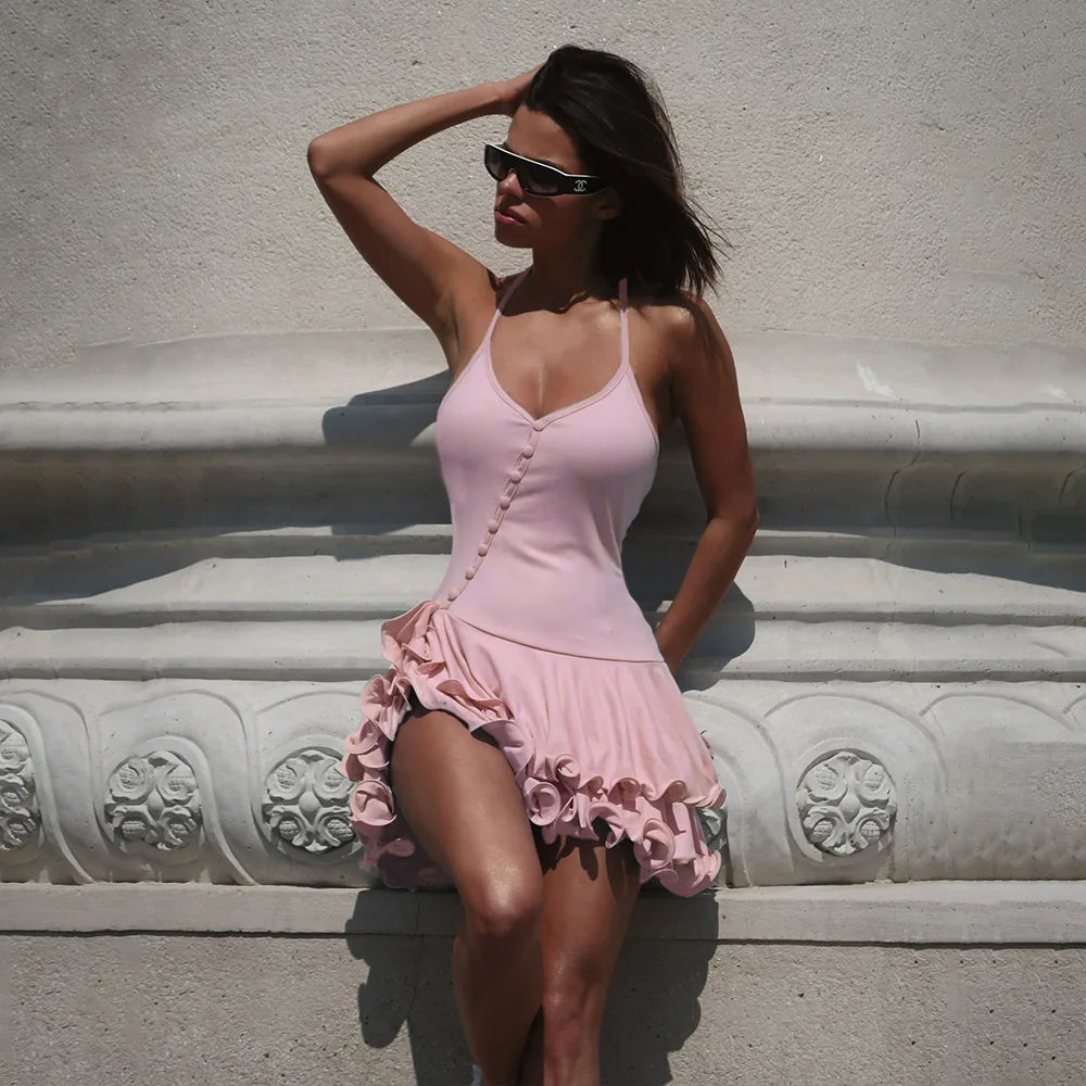 NEW Arrivals 5 Colors UK Size 3 Styles Women's A-Line Bodycon Maxi/Mini Dress Ruffle Hem V-Neck Asymmetrical Buttons Long Sleeve Short Dress Party Streetwear Outfits