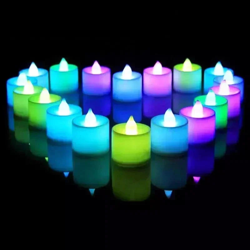 NEW Arrivals 24-48PCS Set Heart-Shape Led Candle Battery-Power Tealight Flameless Electronic Candles Christmas Wedding Party Romantic Atmosphere Decoration Table Lamps