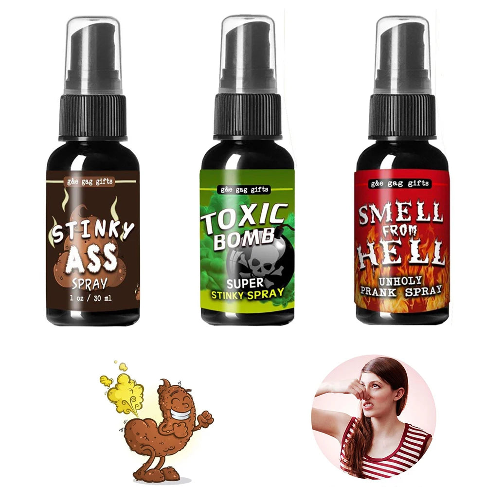 NEW 3PCS Set Novelties Liquid Fart Gag Prank Joke Spray Can Stink Bomb Smelly Stinky Gas Highly Concentrated Family Entertainment