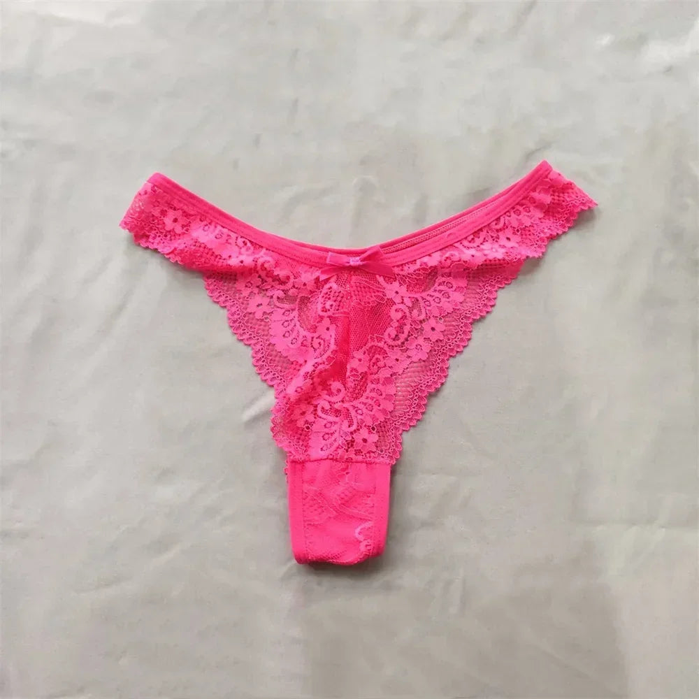 3pcs/set Sexy Women Flower Lace Thong Panties Cut-out Underwear Low-waist Lingerie G-String Very stretchy Briefs