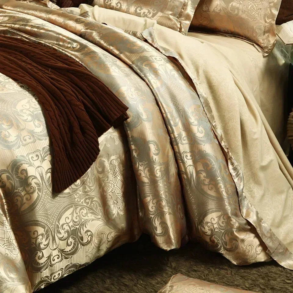 NEW Arrivals 3PCS Set 5 Colors High End Jacquard King Size Bedding Set Luxury European Wedding Bedding Sets Queen American Satin Double Duvet Cover Set 220x240