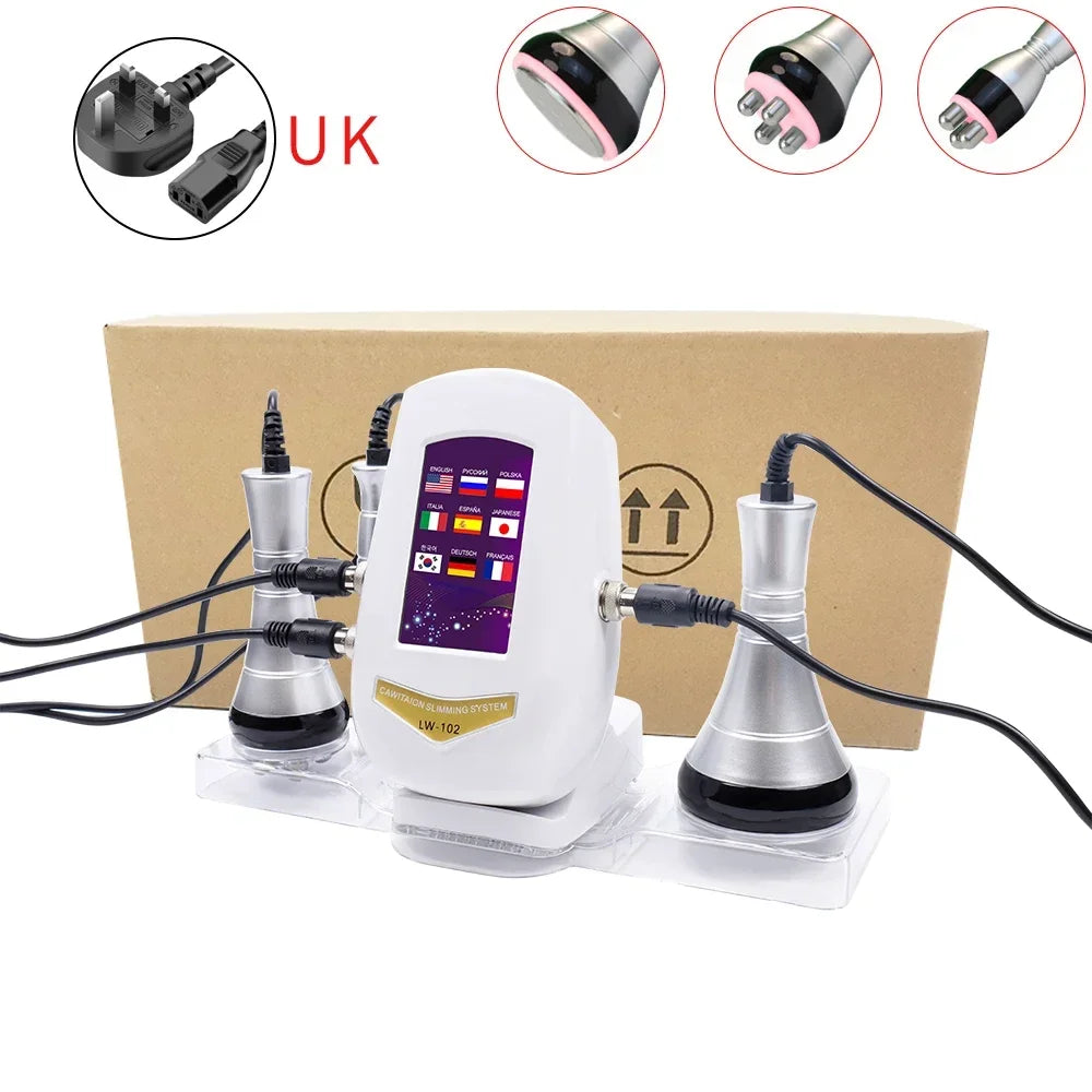 NEW Arrivals 40K Ultrasonic UK Plug with Stand Cavitation Body Facial Radiofrequency Massage Weight Loss Machine Body Shaping Slimming Fat Burn Set Body Care Accessories Health Care Supplies