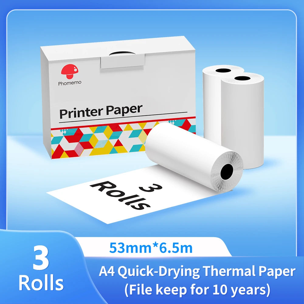 NEW Arrivals 4 Rolls 200 Sheets Set Original PHOMEMO A4 Paper Thermal Paper Fold Continuous Printing Paper Suitable for Phomemo M08F A4 Printer Long Time Storage
