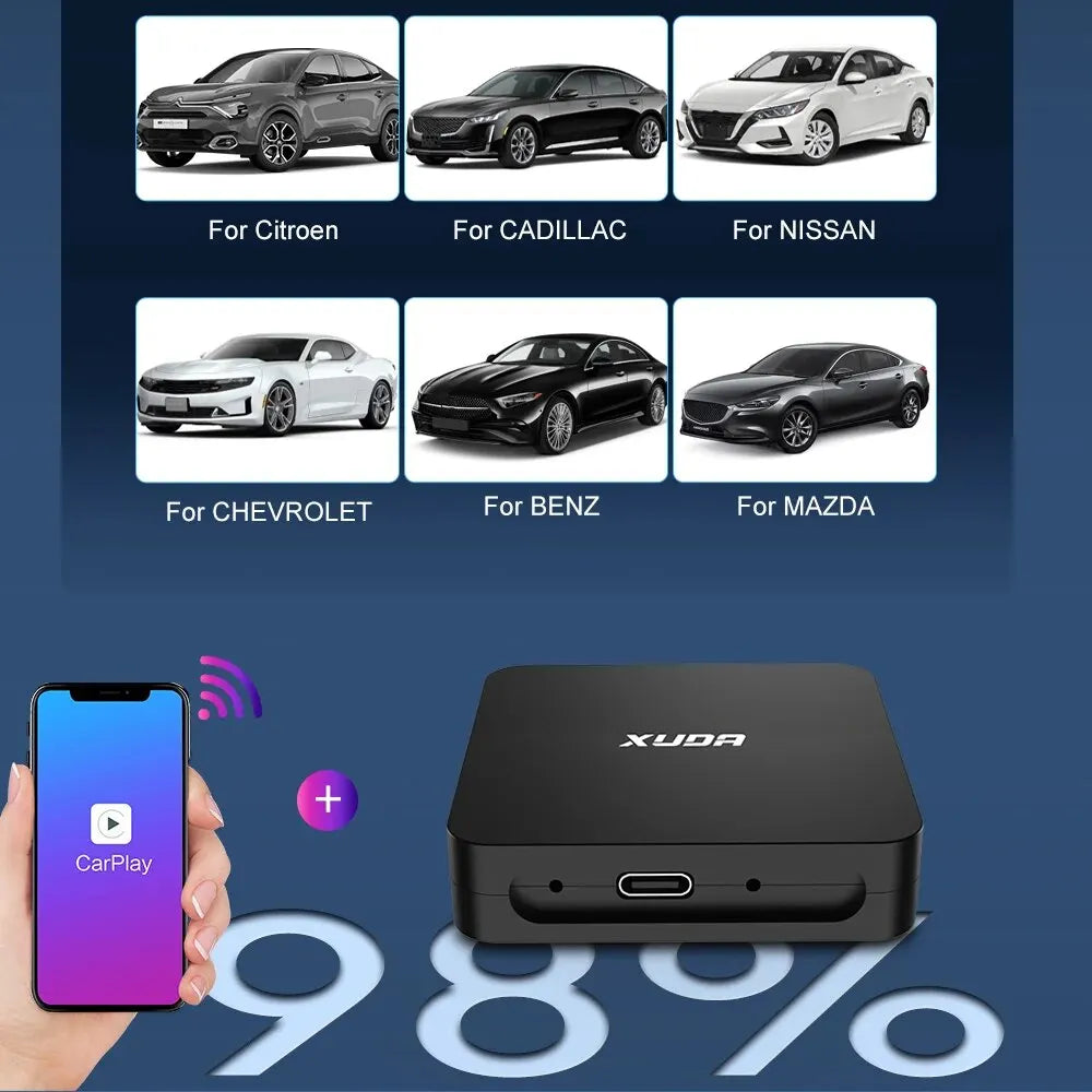 Wireless Car Play Android Auto Wireless Adapter Spotify For Mazda Toyota Mercedes Peugeot Volvo 2 in 1 Box Support Netflix