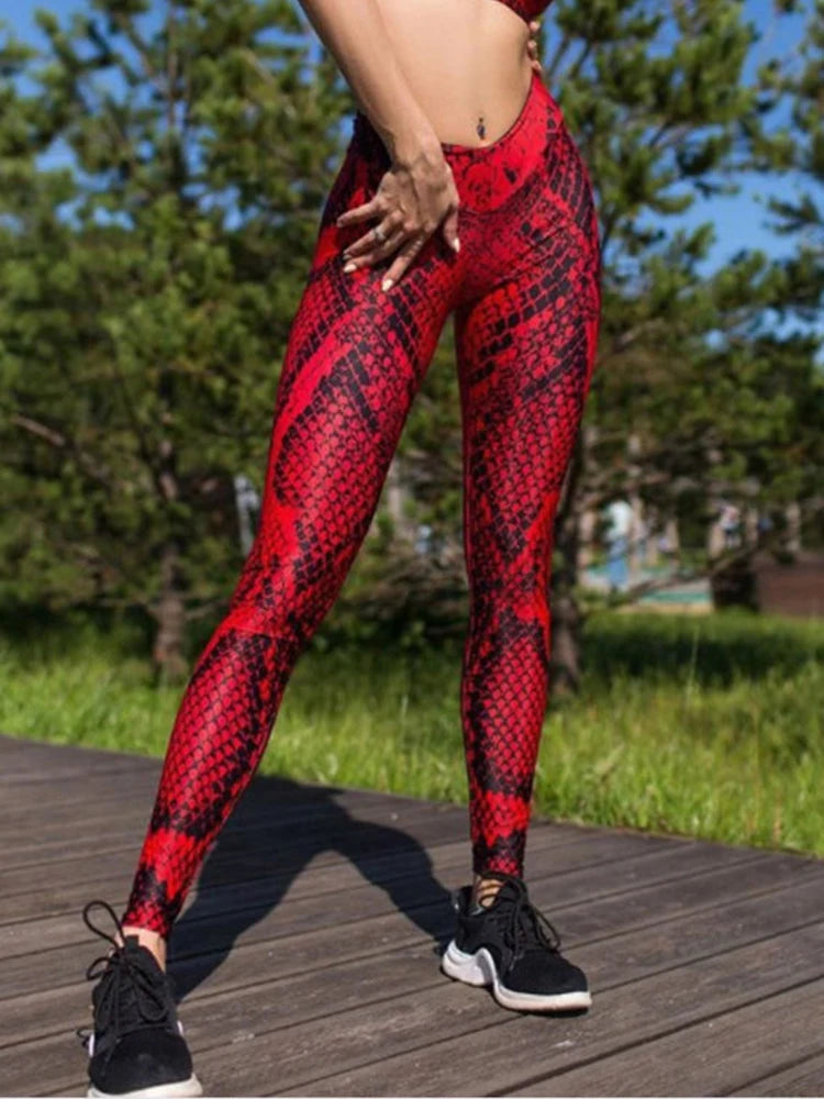 Sexy Leggings Women Snake Printed Leggins Yoga Pants New Hot Sports Gym High Waist Skinny Gothic Workout Fitness Trousers