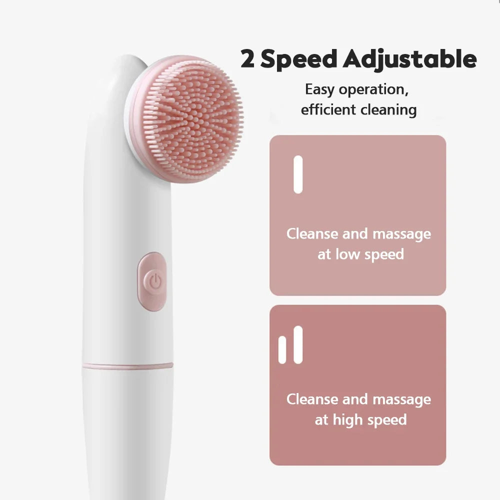 2 in 1 Set Face Brush Cleaning Electric Pores Deep Cleanser Blackhead Remover Powered Vibrating Massage Waterproof Beauty Salon Spa Accessories Products Skin Care Supplies
