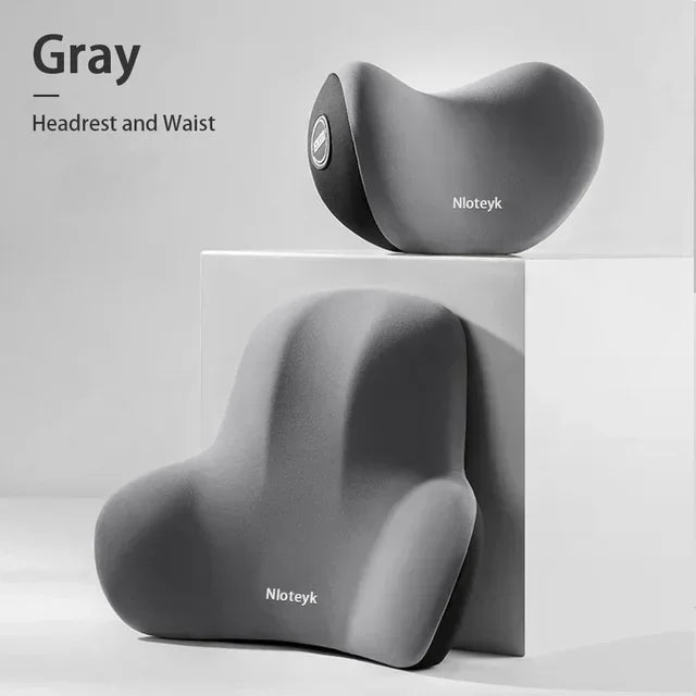 NEW Arrivals 2PCS Set 3 Colors Car Memory Foam Lumbar Support Cushion, Polyester Fabric, Anti-Slip, Washable, Ergonomic Design, Slow Rebound Memory Material
