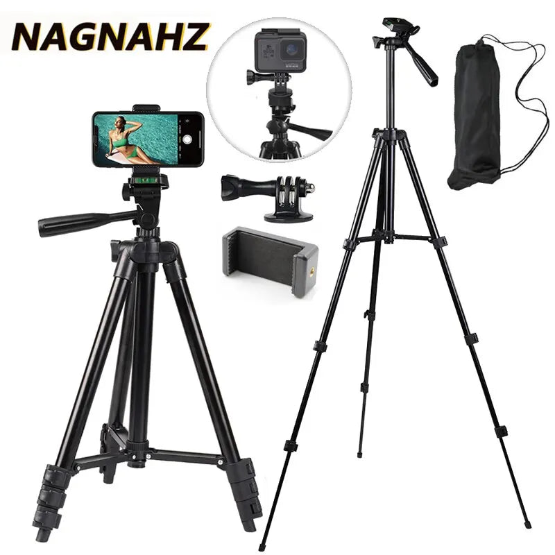 NEW NA-3120 Phone Tripod Stand 40inch Universal Photography Live Streaming YouTube TikTok Reels Video Recording for iPhone Samsung Xiaomi Huawei iPhone Aluminum Travel Tripod