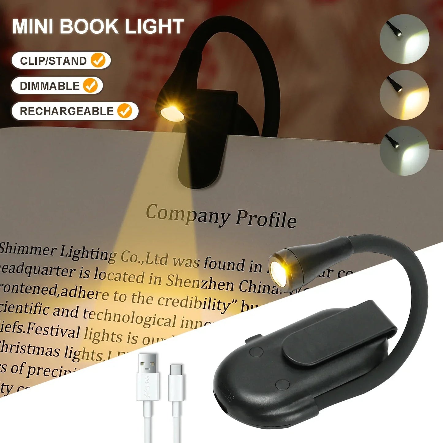 NEW Arrivals 5~10PCS Set Mini Book Light Laptop Keyboard Portable Clip Night Light USB Charging LED Dimmable Bedroom Eye Protect Camping Clip 360° Flip Book Lamp