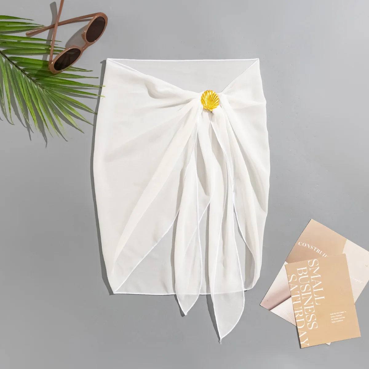 NEW S-XL UK Size 5 Colors Mesh Metal Shell Beach Wrap Swimsuit Bikini Cover Up Skirt See Through Swimsuit Skirts