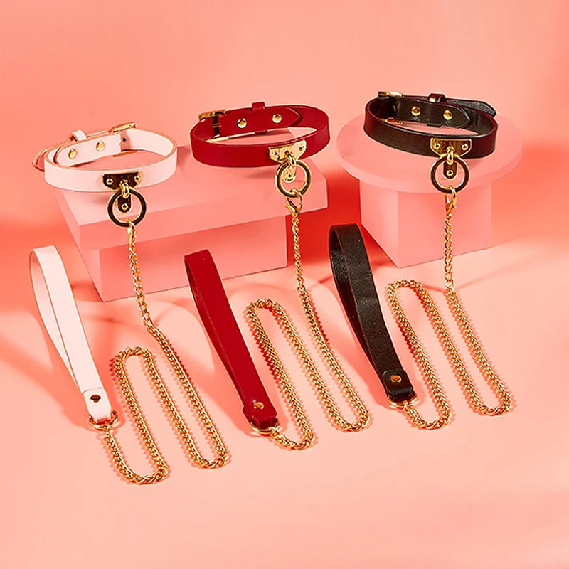 Couple SM Leather Genuine Cowhide Dog Slave Neck And Neck Collar Harness Sex Bondage Eroties Games Set Sadomasochism Accessories