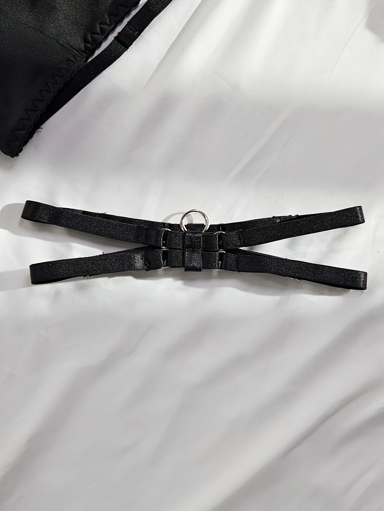 Erotic Tassel Lingerie Set, Halter Open Bust Bra & Cut Out Panties & Gloves & Garter Belt, Women's Sexy Lingerie & Underwear