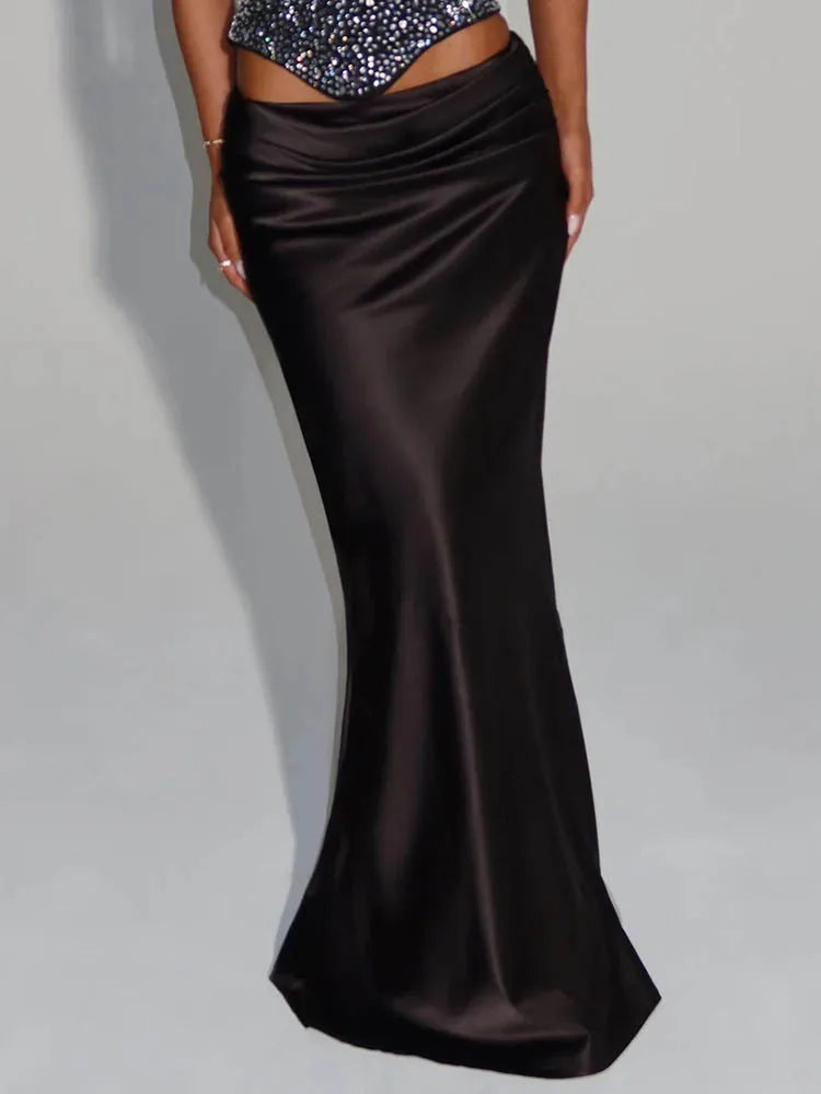 NEW White/Black Color UK Size Sequins Sexy Dress Set Women Sparkle Scarf Collar Crop Tops And Maxi Skirt Elegant Club Party Satin Skirt Matching Set Ladies Sexy Fashion Clothing Supplies