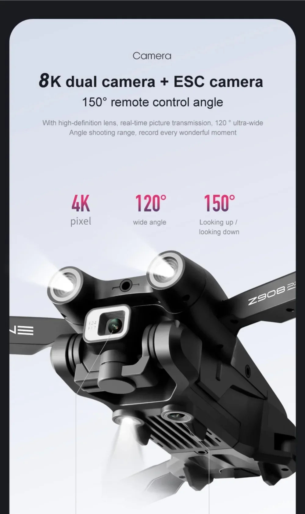 NEW Arrivals 3000M 2 Cameras + Battery Set Xiaomi Mijia Z908 Pro /MAX 8K Professional Camera Drone ESC Professional 4K Drone Optical Flow Localization 3sided Obstacle Avoidance Quadcopter Drone