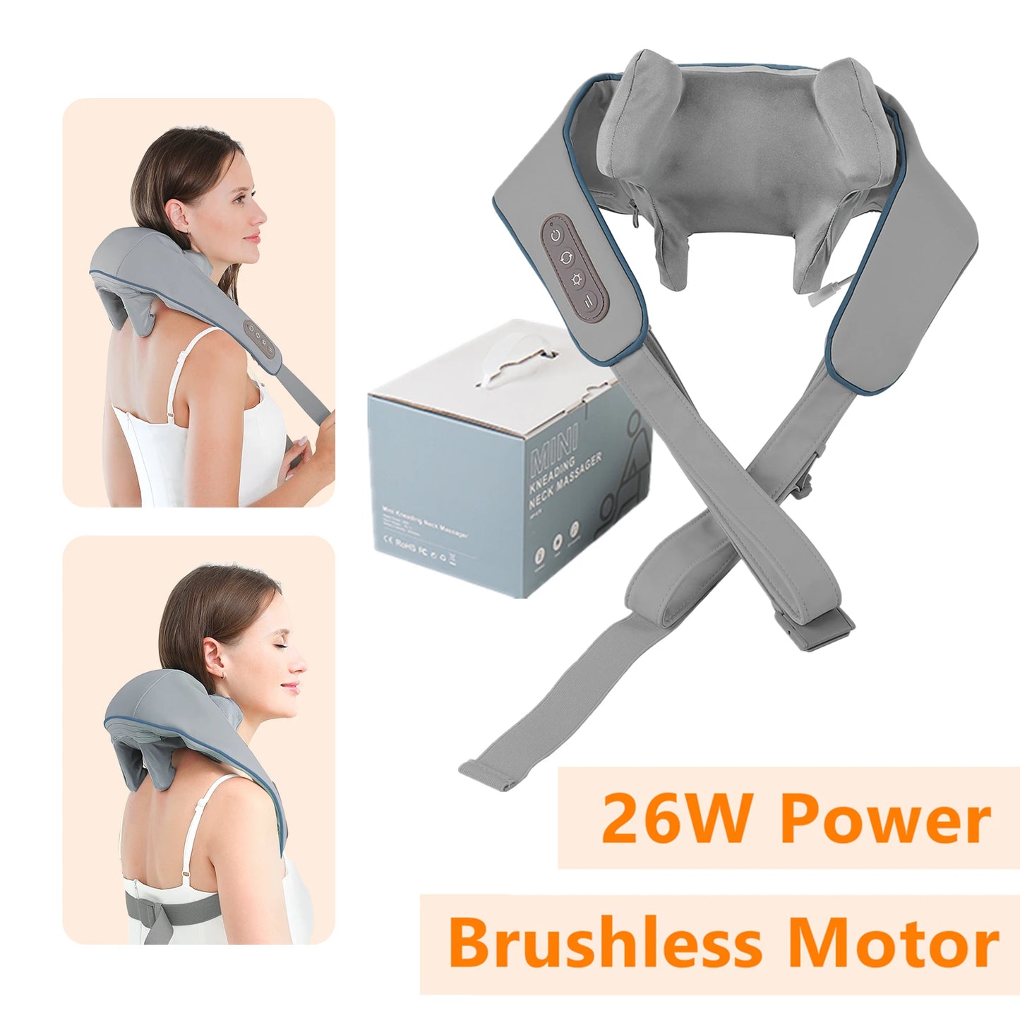 NEW Arrivals 20-26W Neck And Shoulder Massager Wireless Shoulder And Back Kneading Massage Shawl Trapezius Neck Cervical Massager Home Office Massage Relaxation Accessories Health Care Supplies