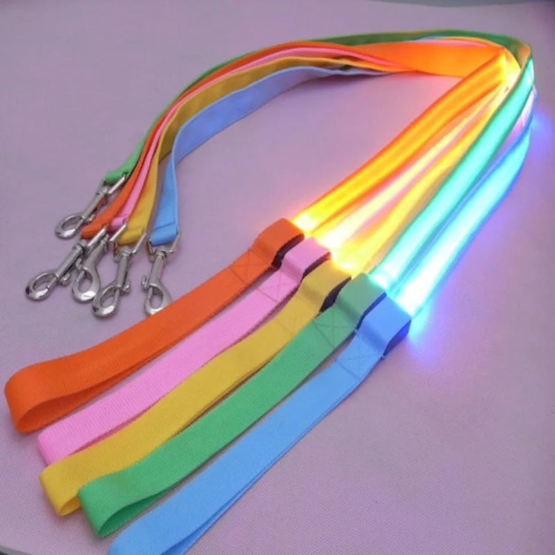 NEW LED Light Up Night Walking Dog Leash Luminous Rope Lead Leash For Dog Safety Flashing Glowing Dog Collar Harness Electronic Pet Accessories Pets Supplies