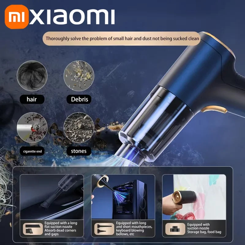 NEW Arrivals Xiaomi Car Vacuum High Pressure Cleaner 2-in-1 Set with 3 Filters Portable 99000Pa Wireless Car Vacuum Cleaner Handheld Home Car Dual Use Car Vacuum Cleaners