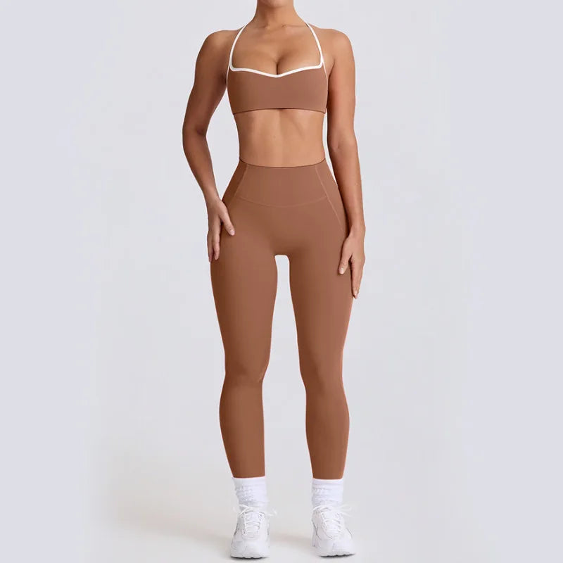 NEW Arrivals 2 PCS Set 5 Colors Tracksuit Women Yoga Set Nude Feeling Workout Set Gym Clothes Push Up Fitness Running Sportwear Sport Girls Bra Leggings Suit